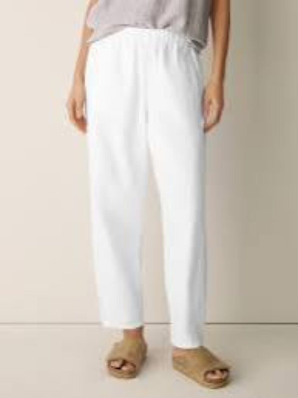 Eileen Fisher White Lagenlook Pants Small